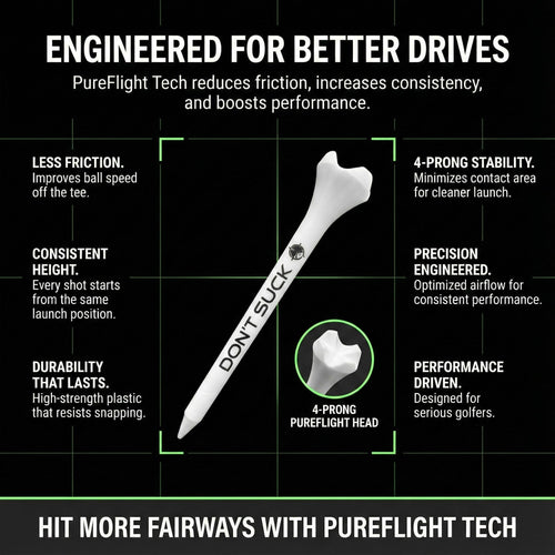 DON’T SUCK™ Golf Tees – PureFlight™ 4-Prong Design (50-Pack)