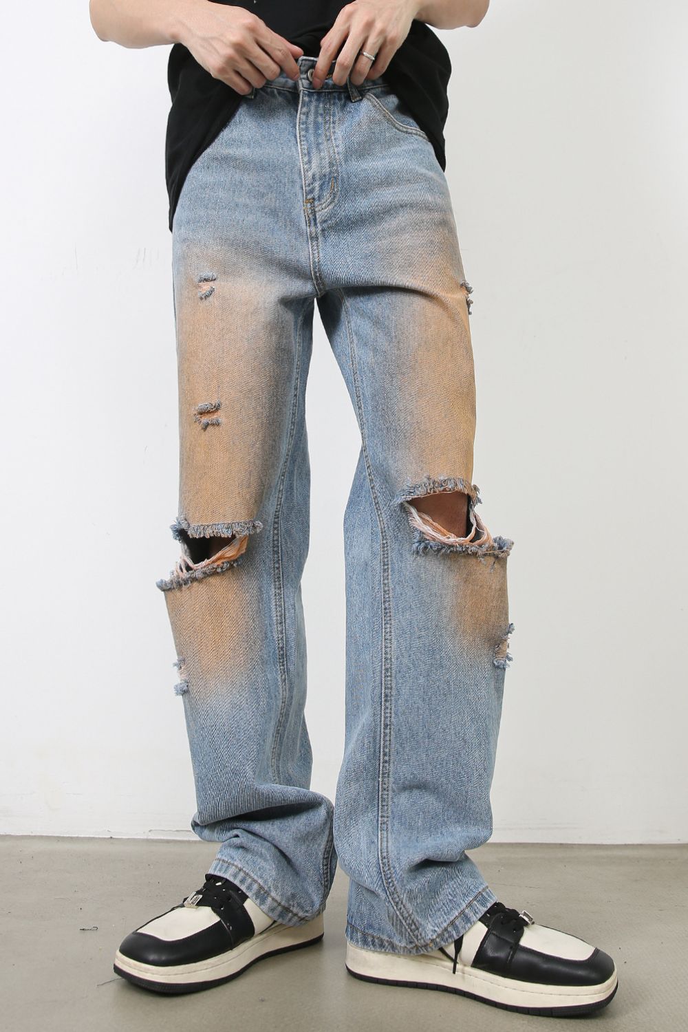 Men's Distressed Jeans with Pockets