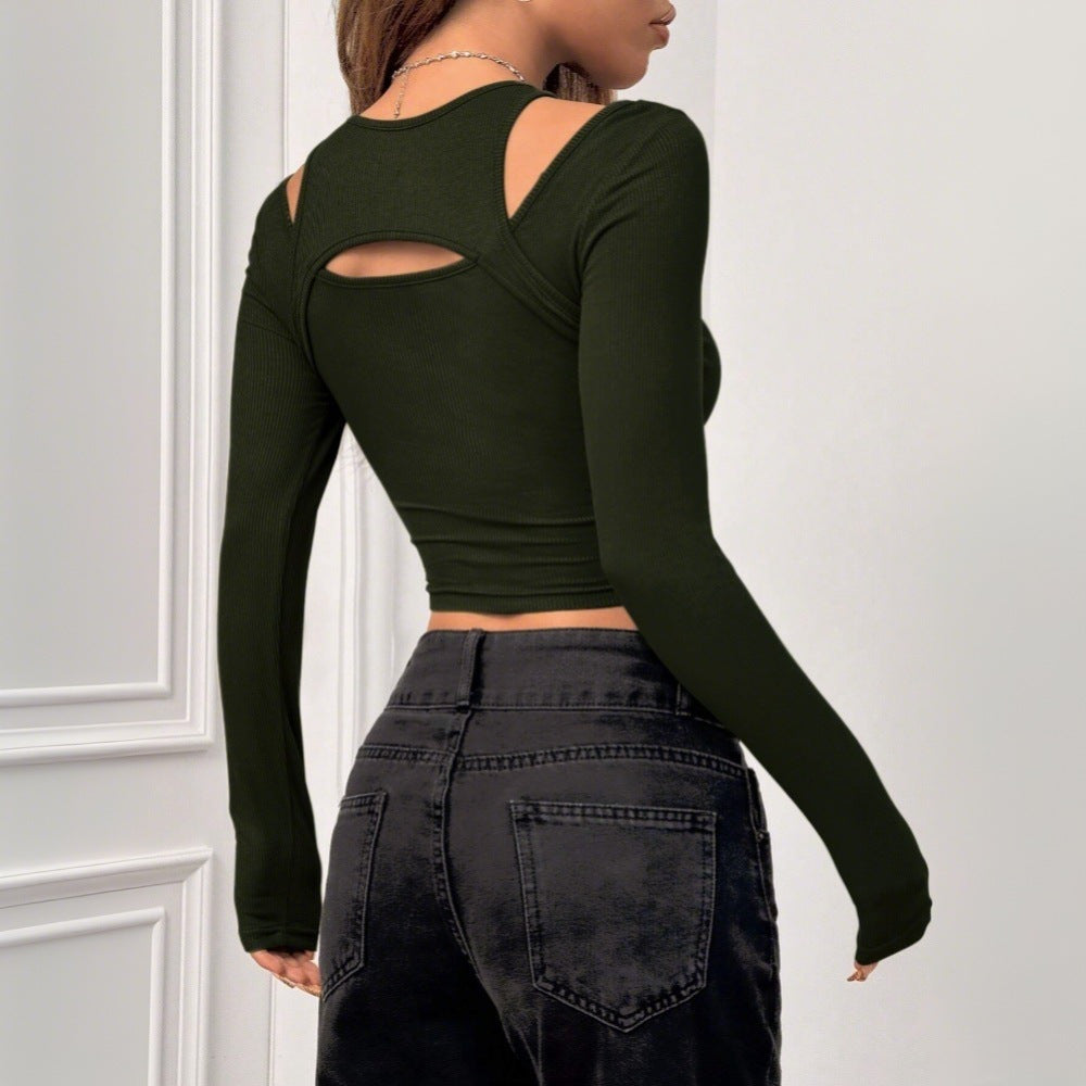 Autumn Winter Women Clothing Personalized Trendy T shirt Street Short Top